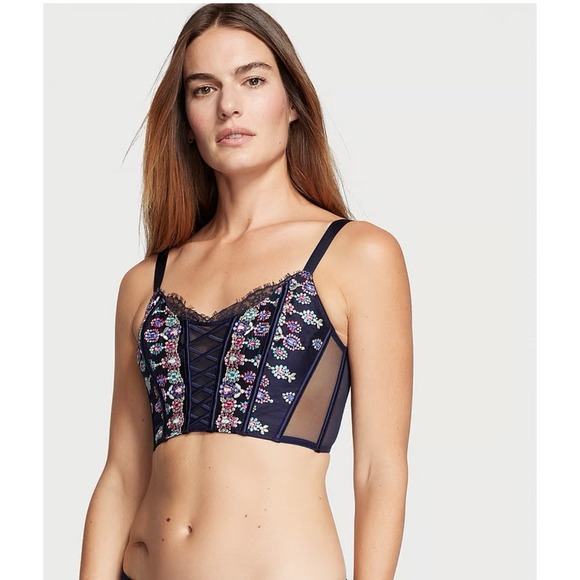 Victoria's Secret Other - Victoria's Secret Dream Angels Bejeweled Embroidered Corset Boned Bra Top Xs NWT